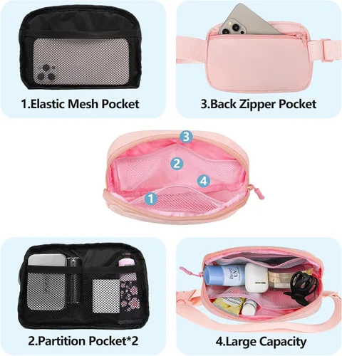 Miniatura 3 de Riñonera cruzada para mujeres y hombres, bolsa para cinturón para senderismo con correa ajustable, riñonera para correr, entrenamiento, deportes