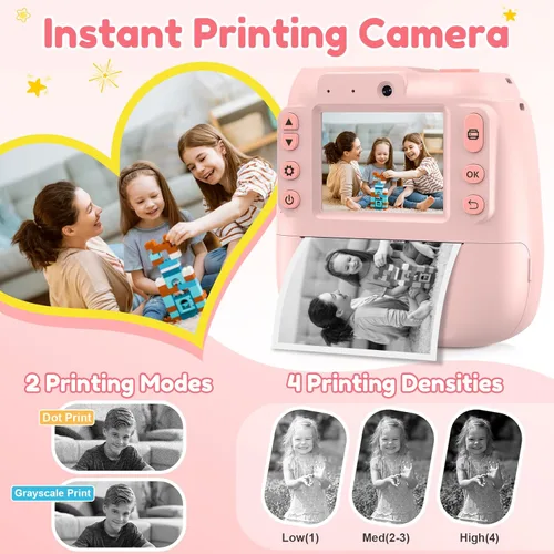 Miniatura 2 de Cámara de impresión instantánea para niños, cámara instantánea para niños con videos de 1080P, regalos de cumpleaños de Navidad para niñas y niños