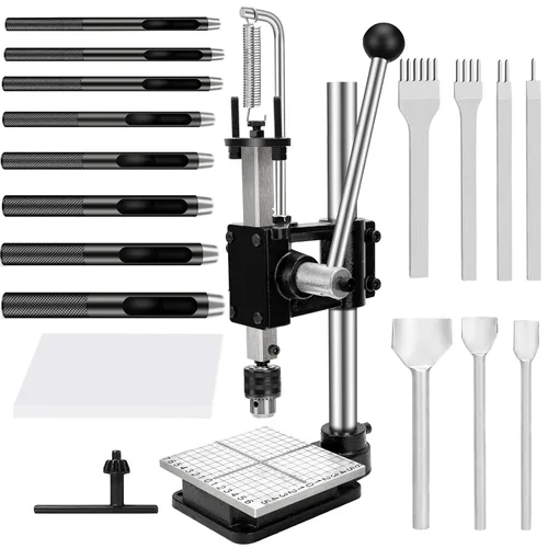 Punzonadora de cuero para perforar agujeros de cuero, perforadora de mano mejorada para manualidades, cortar, prensar formas, instalar remaches y