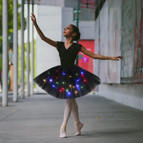 Miniatura 6 de Tutús iluminado de 3 capas para mujer, falda tutú LED para adultos y adolescentes, falda clásica elástica de ballet, disfraz de fiesta brillante