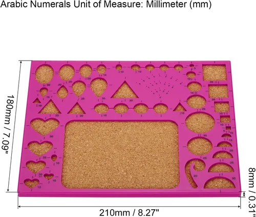 Miniatura 2 de PATIKIL Tablero de plantillas de papel de 8 x 7 pulgadas, herramienta engarzadora de moldes para tiras de papel, manualidades, color rojo rosa Rosa