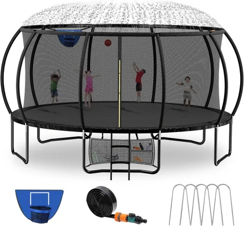Miniatura 7 de Kiivakii - Trampolines de 8 pies, 10 pies, 12 pies, 14 pies, 16 pies, para exteriores, para niños y adultos, trampolines recreativos con red