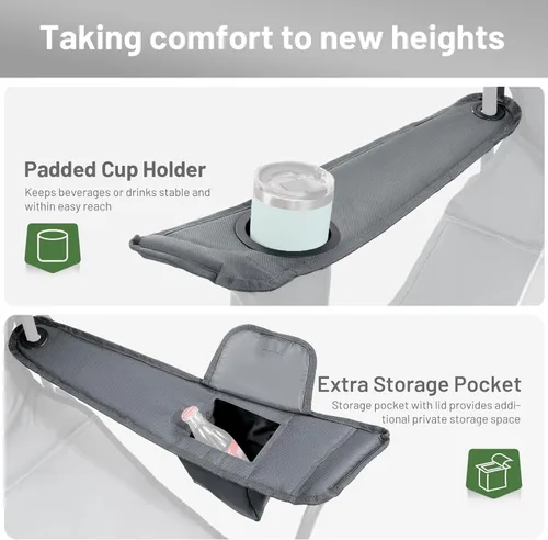 Miniatura 5 de TIMBER RIDGE Silla de campamento plegable de gran tamaño para adultos, soporta 550 libras resistente con portavasos bolsillo lateral