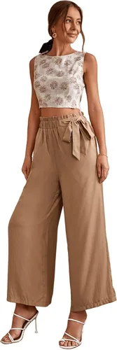 Miniatura 5 de Floerns Camiseta sin mangas para mujer, estilo bohemio, sin espalda, con lazo en la espalda
