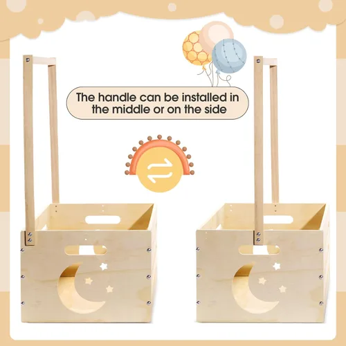 Miniatura 3 de Yerliker Cesto de madera para baby shower, con asa, cesta de almacenamiento personalizada para niños recién nacidos, regalos de embarazo
