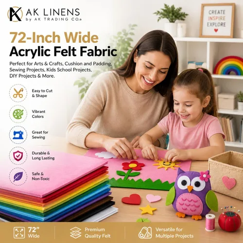 Miniatura 2 de AK Trading CO. Tela de fieltro acrílico de 72 pulgadas de ancho y 1/16 de pulgada de grosor para artes y manualidades, cojines y acolchado