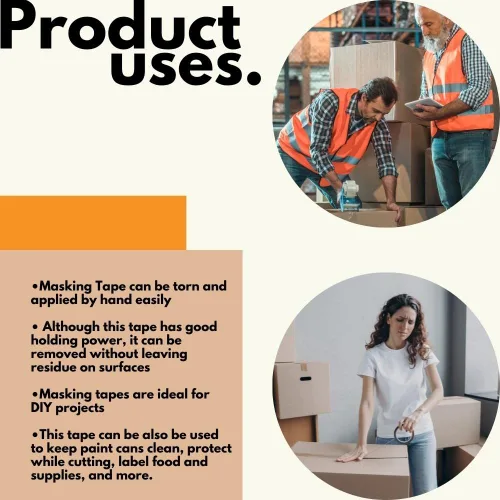 Miniatura 5 de PackagingSuppliesByMail PSBM - Cinta adhesiva, 1 pulgada x 60 yardas, paquete de 36, diseño fácil de rasgar para pintura, artes y manualidades