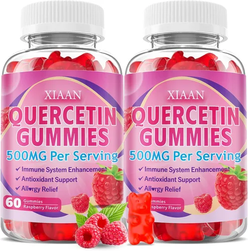 Miniatura 8 de Gomitas de quercetina de 500 mg para niños y adultos, suplementos de quercetina orgánica con bromelina, zinc, vitamina C y D3, antioxidante y salud