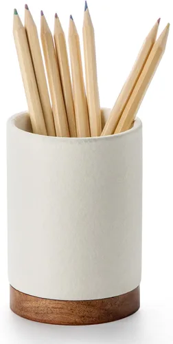 Soporte para bolígrafo para escritorio, organizador de lápices de cerámica y soporte para brochas de maquillaje, decoración de oficina y accesorios