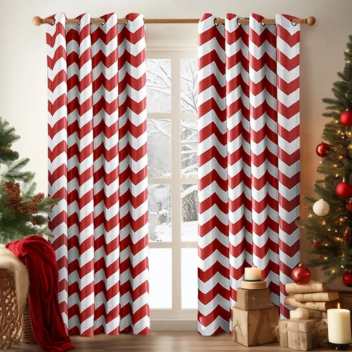 Miniatura 12 de Melodieux - Cortinas de chevron de moda para sala de estar y comedor, cortinas con ojales oscurecedores y parte superior para ventanas