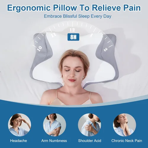 Miniatura 2 de Almohada cervical para el cuello, almohada cervical para aliviar el dolor de cuello, almohada ergonómica de espuma viscoelástica de apoyo