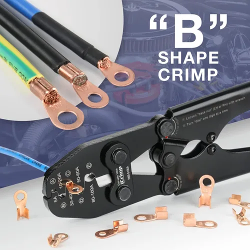 Miniatura 3 de Herramienta de engarzado de terminales de cable de batería iCrimp para lengüeta de barril abierto, terminales de batería OEM libres de plomo
