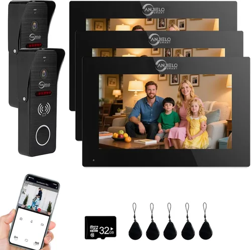 Miniatura 15 de ANJIELO SMART Timbre de video con cable con monitor interior, sistema de intercomunicación de video con cable, audio bidireccional, detección