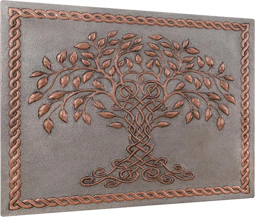 Miniatura 2 de Protector contra salpicaduras de cocina, árbol de la vida celta con borde de nudo celta para cocina, panel de cobre personalizado, azulejos de cobre