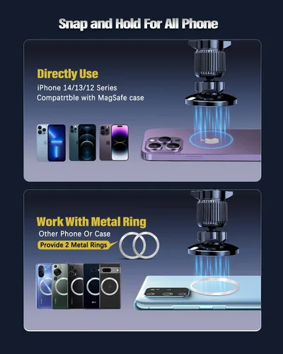 Miniatura 6 de Cargador magnético de montaje para automóvil de 15 W, cargador de coche inalámbrico magnético para iPhone 17, accesorios soporte magnético