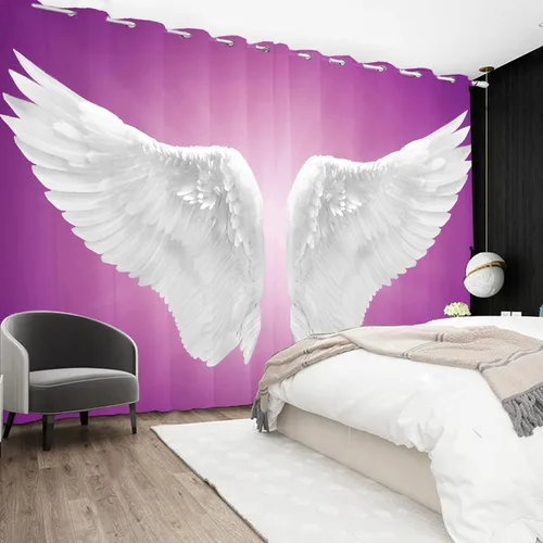 Miniatura 2 de Renaiss Cortinas decorativas de alas de ángel para ventana, alas blancas puras, tratamiento de ventana, cortinas opacas para dormitorio