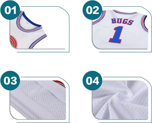 Miniatura 2 de Camiseta de baloncesto para hombre Lola #10 Space Movie Jersey Hip Hop Sports Shirt Halloween Party #10 Blanco XS-XXL
