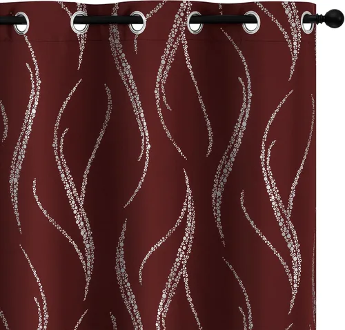Miniatura 34 de Yakamok Cortinas opacas de 84 pulgadas de largo para sala de estar, con aislamiento térmico, patrón de líneas onduladas doradas, patrón de puntos
