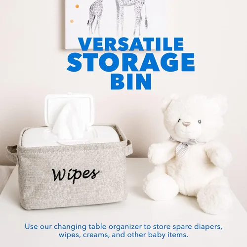 Miniatura 3 de Dejaroo - Cestas para organizar toallitas y artículos esenciales para recién nacidos, organizador de pañales y toallitas, regalos bordados para baby