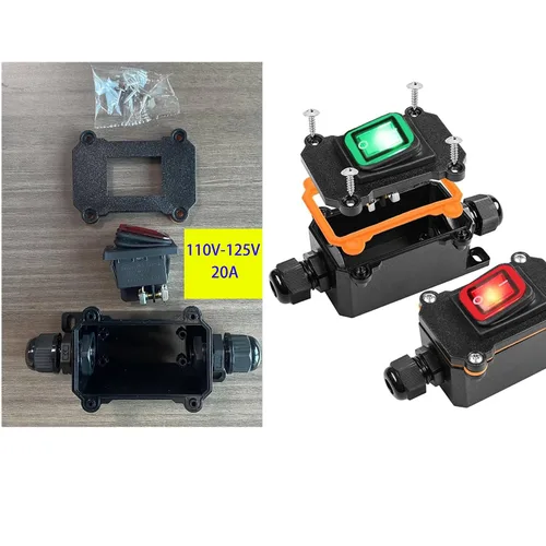 Interruptor de cable en línea impermeable, DPST AC 20A-125V, 16A-250V Interruptores de parada de arranque al aire libre, interruptor de palanca de