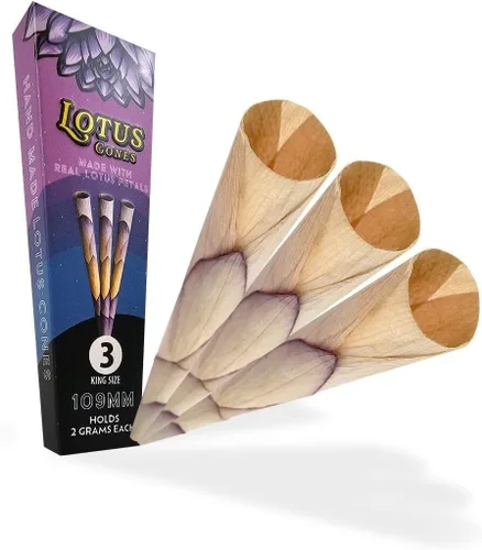 Conos de preoll de pétalos de loto orgánico de tamaño King – Conos naturales enrollados a mano sin blanquear con filtro de cáscara de maíz – Sabor