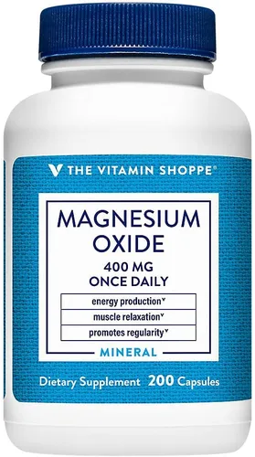 The Vitamin Shoppe Suplemento de óxido de magnesio de 400 mg, mineral de magnesio diario para relajación muscular, salud ósea y apoyo a la