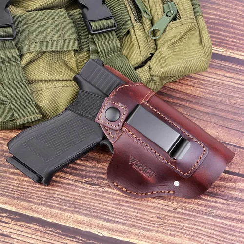 Miniatura 9 de IWB/OWB - Funda de cuero universal para pistola oculta para hombres y mujeres, compatible con Glock 17/19/23/26/42/43X Taurus G2/G2C/G3C Sig