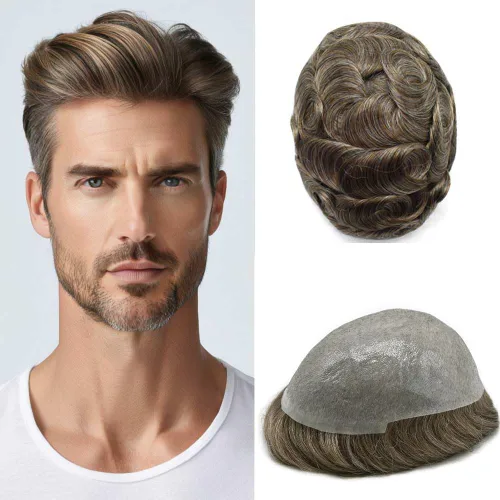 Miniatura 69 de Hombres Toupee Hair Thin Skin Men Human Hair Piece Men Toupee Cabello humano V-loop de aspecto natural Toupee Hombres Hairpiece Men Hair System