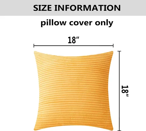 Miniatura 5 de Home Brilliant Funda de cojín decorativo amarillo mostaza 18x18 de pana acanalada suave a rayas decoración de otoño para sofá cama decoración