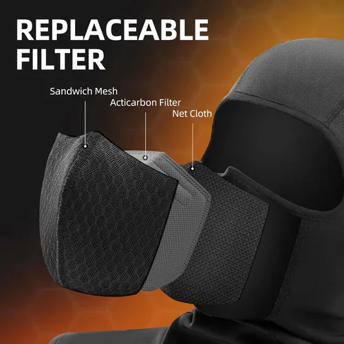 Miniatura 2 de ROCKBROS Pasamontañas de esquí con cremallera, cubierta completa de invierno, impermeable, para hombres y mujeres, capucha de forro polar