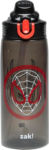 Zak Designs Marvel Spider-Man Sage Botella de Agua Para Escuela o Viajes, Botella de Agua de Plástico Resistente de 25oz con Pajita, Asa, y Tapa de