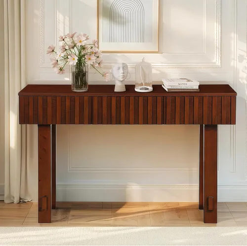 Miniatura 11 de Mesa consola de madera de 59 pulgadas para entrada, moderna mesa de sofá detrás del sofá con mesa espaciosa, mesas de sofá de granja para sala