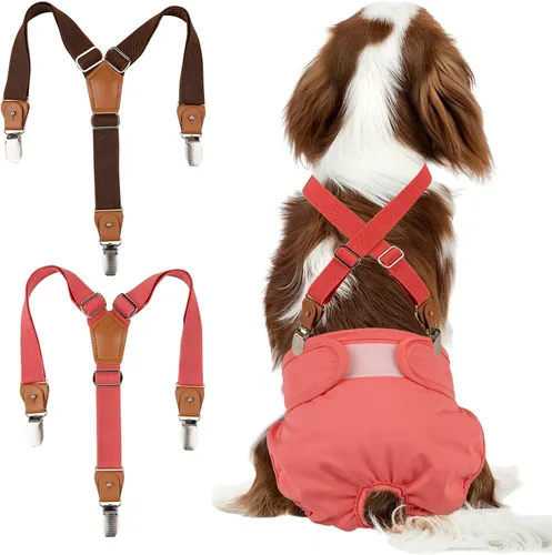 Miniatura 11 de Pet Soft Tirantes para perras, 2 piezas de tirantes para pañales para perros, falda de vestido, pañales (corazones lindos, M/L)