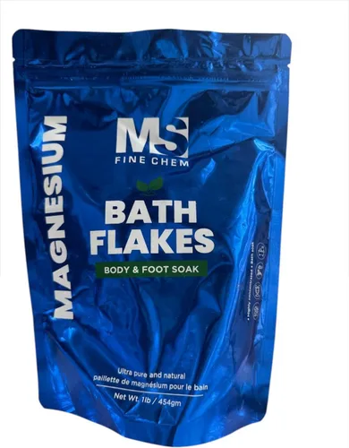 Copos de magnesio puro, 1 libra, ideal para baños de pies y cuerpo, minerales naturales de cloruro de magnesio, mejor absorción sobre la sal de