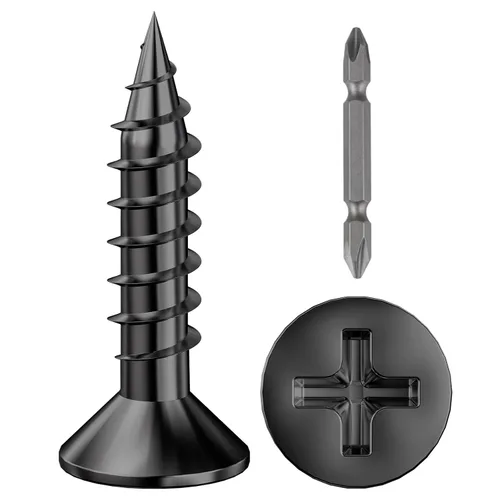 Miniatura 8 de Wensilon (300 piezas) #8x1 Tornillo de madera negro rápido metal autorroscante cabeza plana