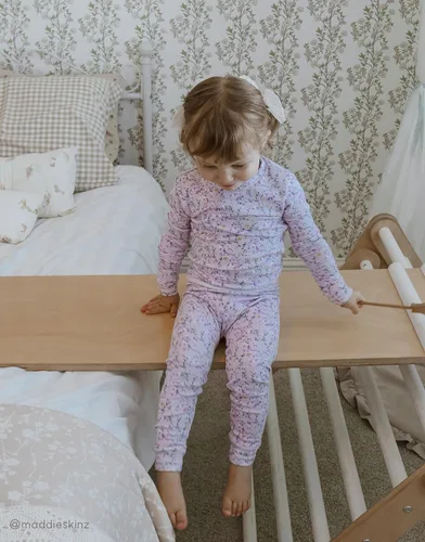 Miniatura 2 de moimoln Pijama de algodón suave para bebés y niñas y niños, con estampado de flores modales, manga larga, ajuste ceñido, 19.7 ft-5T
