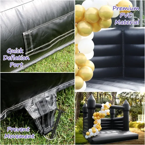 Miniatura 4 de Casa de Rebote Negra para Adultos y Niños, Casa de Rebote de Grado Comercial de PVC de 13.5 pies x 11.5 pies x 10 pies con Soplador Potente de 750W