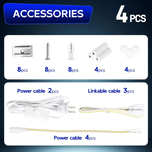 Miniatura 6 de hykolity Luz LED de tienda de 30 W, 2 pies, 3500 lm 6500 K, luz blanca súper brillante, lámpara de techo enlazable, luz de tubo LED T8 integrada