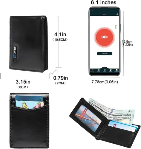 Miniatura 6 de 1 cartera inteligente para hombres, buscador de tarjetas de rastreador GPS, soporte delgado para tarjetas, hombres (203 negro 1)
