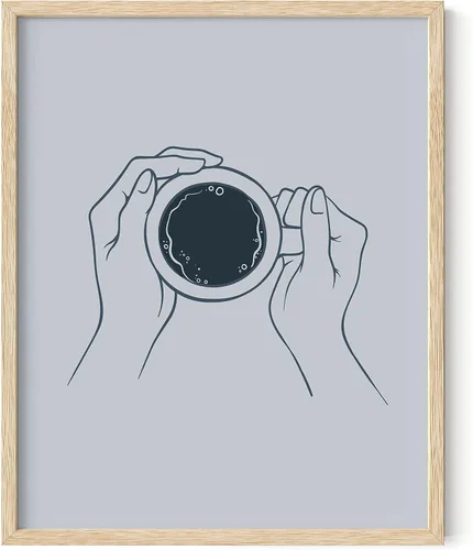 Haus & Hues - Arte para pared, diseño de café, arte minimalista, arte estético, línea de dibujo, línea de arte, decoración de pared, dibujo de una