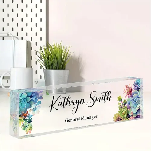 Miniatura 30 de Placa de nombre personalizada, placa de nombre personalizada para oficina, accesorio de escritorio de acrílico, regalos para compañeros de trabajo