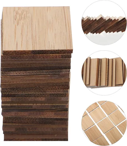 Miniatura 2 de EXCEART Chips de pintura para bricolaje, 25 piezas, cuadrados sin terminar, naturales, seguros para niños y niñas, ideales para decoración