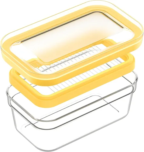 UNIVIVO Cortador de mantequilla hermético, estuche de almacenamiento de mantequilla en barra con tapa para refrigerador (hermético, mediano 280g)