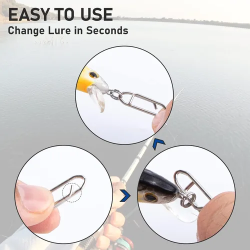 Miniatura 4 de Alwonder Paquete de 50 Clips de Velocidad de Potencia para Pesca, Clips de Velocidad de Acero Inoxidable de Alta Resistencia para Cambio Rápido