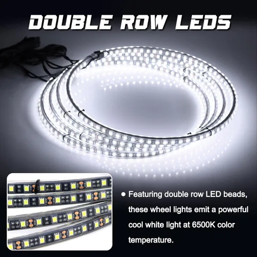 Miniatura 2 de Luces de Ríncon de 15.5 Pulgadas Blanco Frío, Luz de Rueda para Coches, Luces de Rueda Blancas Puras, 6500k Blanco Frío, Impermeable IP68, Control