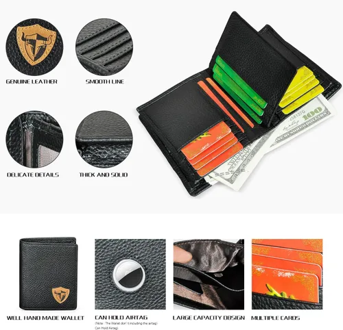 Miniatura 4 de Handadsume Genuino caballo loco cuero viaje regalo moneda bolsillo tarjeta caso largo organizador cadena Rfid monedero con broche para hombres