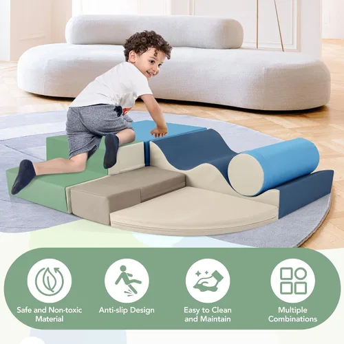 Miniatura 2 de Virubi Juego de actividades suaves de escalada y gateo de 6 piezas, juguetes de escalada para niños pequeños en interiores, escalador de esquina