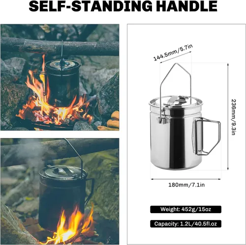 Miniatura 7 de Firemaple Antarcti Stainless Steel Pot - Food Grade SUS304 Camping Pot with Steaming Function - Lightweight and Durable for Outdoor Cooking