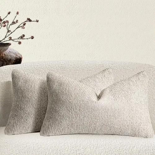 Miniatura 10 de Juego de 2 fundas de almohada decorativas de tela de felpilla con textura para sofá, estilo rústico retro de mediados de siglo, 18 x 18 pulgadas