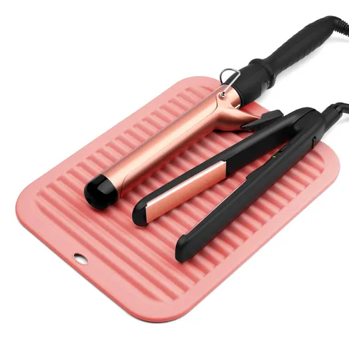 Miniatura 15 de Alfombrilla profesional resistente al calor para herramientas de peinado del cabello: rizador, plancha plana, herramientas calientes y uso de viaje